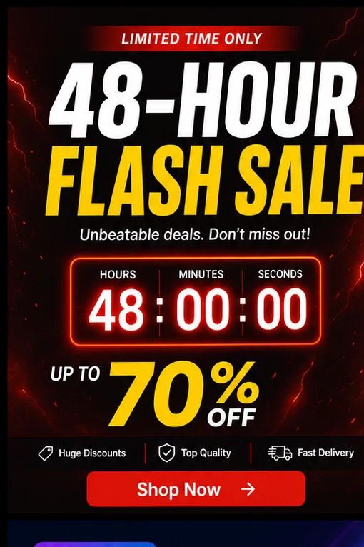 Bold promotional poster advertising a limited flash sale