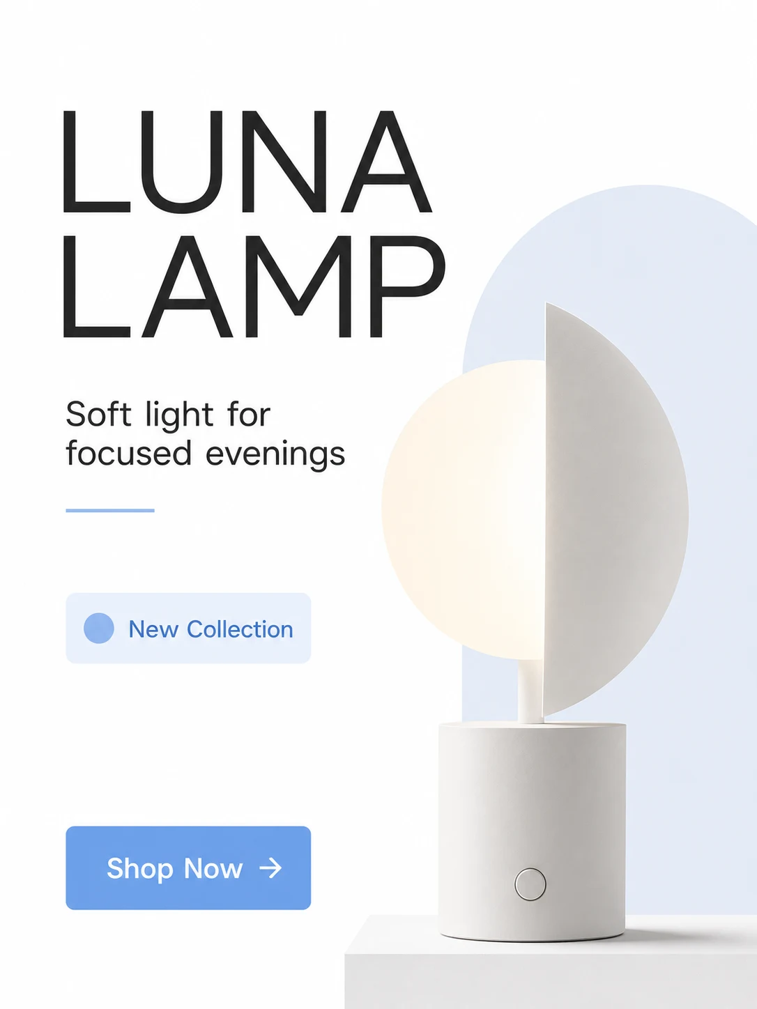 Minimalist social media poster announcing a new lamp collection