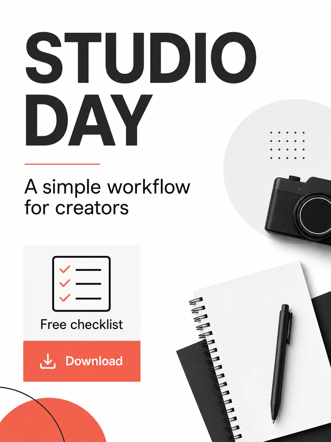 Minimalist creator promotion poster for a free checklist download